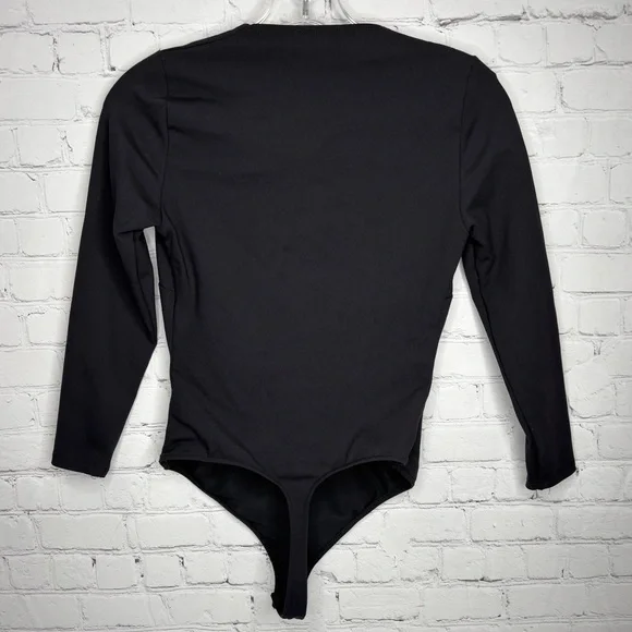 Free People Intimately V Neck Close Call Duo Bodysuit Top Black - Picture 11 of 11